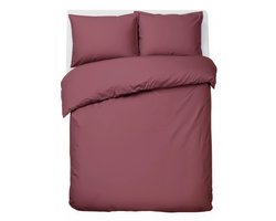 HUSH Living - Dekbedovertrek - 100% katoen - 144TC - soepel en ademend - 200x220+20cm - 2 x 60x70cm kussenslopen - met bevestigingslusjes - bordeaux