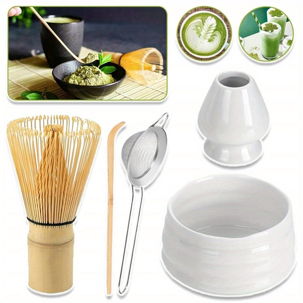 Matcha Garde Set - Matcha Set Inclusief Matcha Garde Zeefkom En Maatschepje - De Perfecte Bamboe Garde Voor Matcha Thee