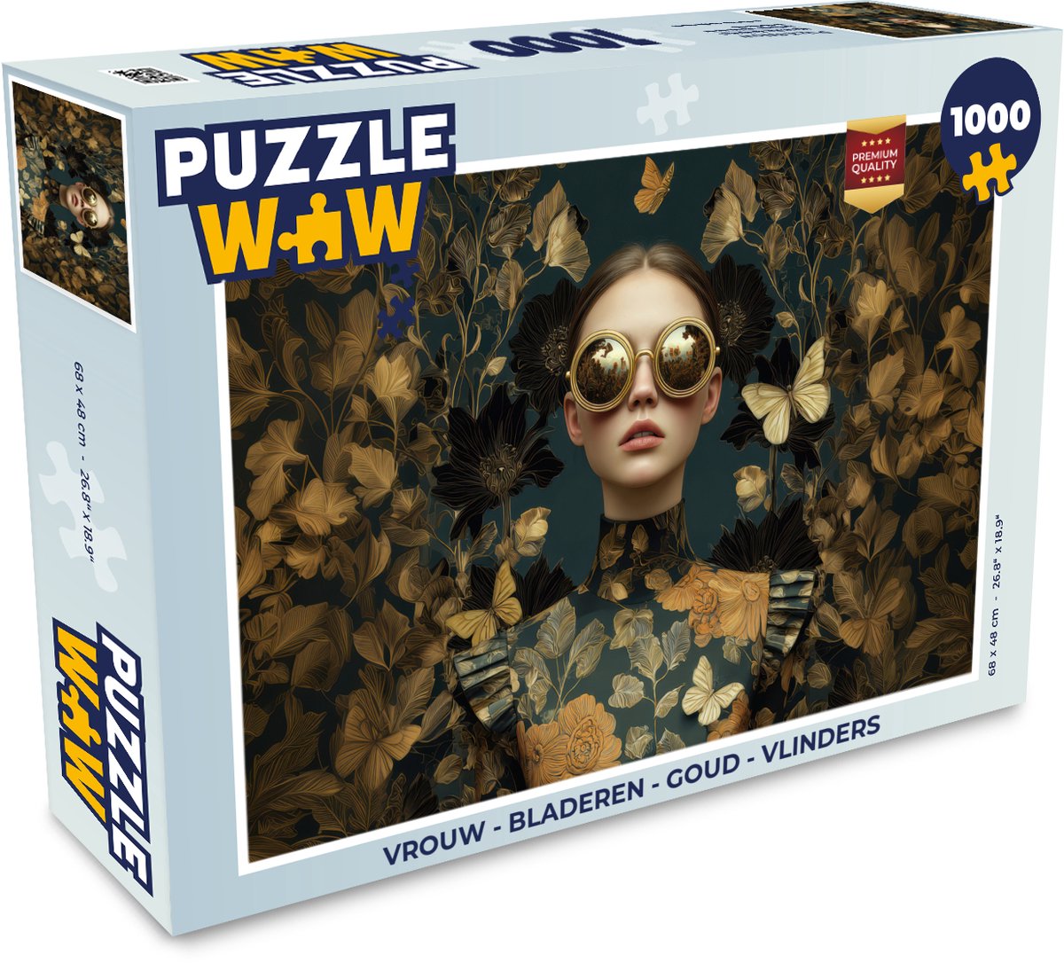 Puzzel Vrouw - Bladeren - Goud - Vlinders - Legpuzzel - Puzzel 1000 stukjes volwassenen