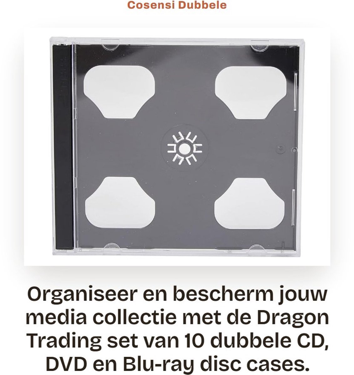 Dailygoods- Dubbele Disc Case Professionele Kwaliteit - Pack van 10 - Zwarte Tray - Voor 2 CD/DVD/Blu-ray - Duurzame Constructie - Compacte Opslag - Cd Dvd Hoes