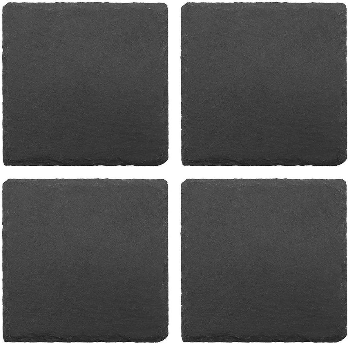 Dailygoods- Voederplatform Set van 4 - Natuurlijke Leisteen - Antislip Pads - 10x10 cm - Reptielenverzorging - Onderzetters - Duurzaam Materiaal - Reptielenplatform