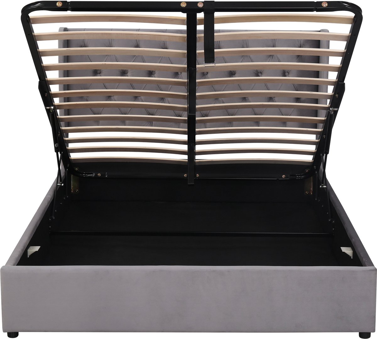 Grijs fluweel hout staal opberg tweepersoonsbed voor slaapkamer 207×146×99CM
