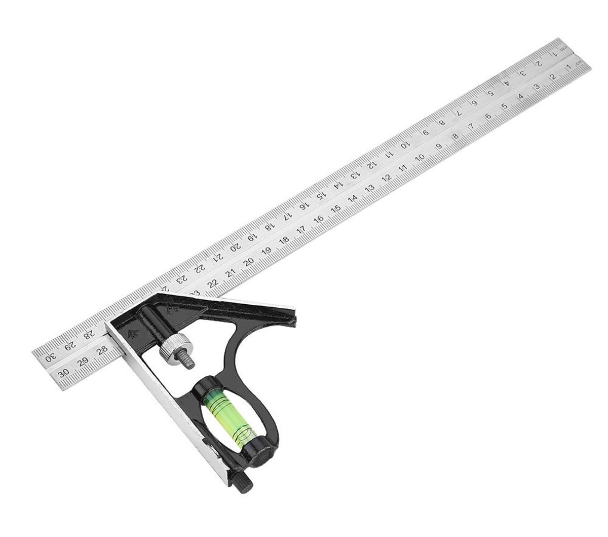 Dailygoods- Liniaal 30 cm - Verstelbare Combinatiehoek - Roestvrij Staal - Metalen Meetinstrument - Duurzaam - Nauwkeurige Kalibratie - Meetlat
