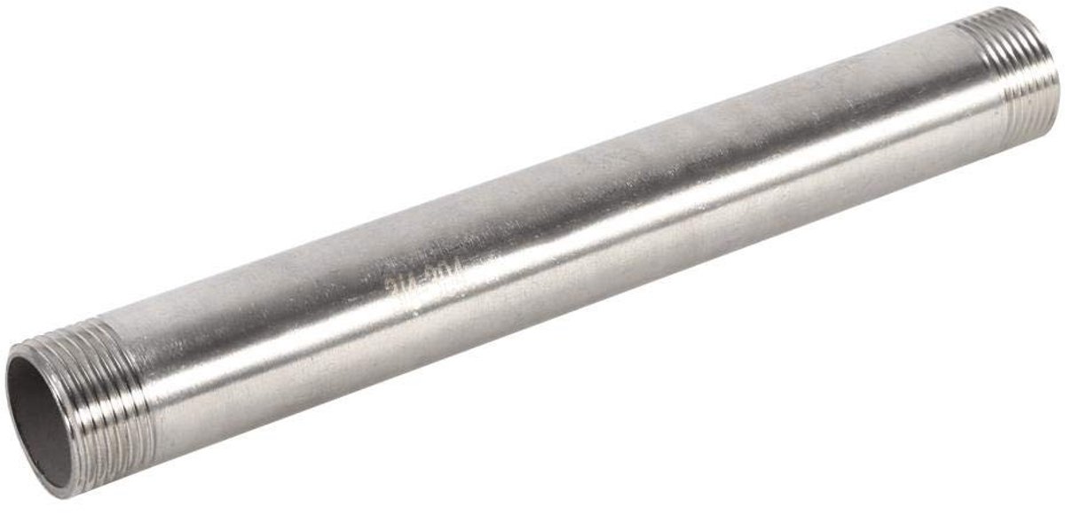 Dailygoods- Fitting 200mm - Stalen Nippel - BSP Connector - Draadverbinding - Schokbestendig - Roestvrij staal - NPT Specificaties