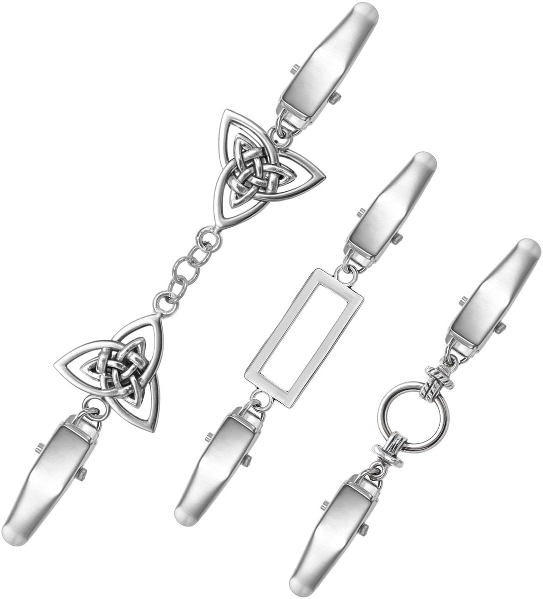 Dailygoods- Cardiganclips 3 Stuks - Vintage Broche - Metalen Clip - Sluiting voor Vesten/Jurken - Zinklegering - Afmetingen: 10 x 2 cm