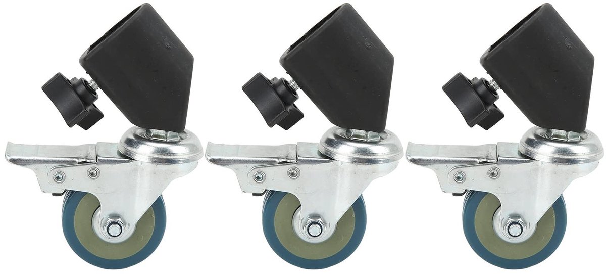Dailygoods- Zwenkwielen Set van 3 - Zwenkwielen met Rem - Zwenkwielen voor Fotografie - Zwenkwielen 22 mm - Zwenkwielen voor Lichtstatief - Optimale Manoeuvreerbaarheid - Wielen