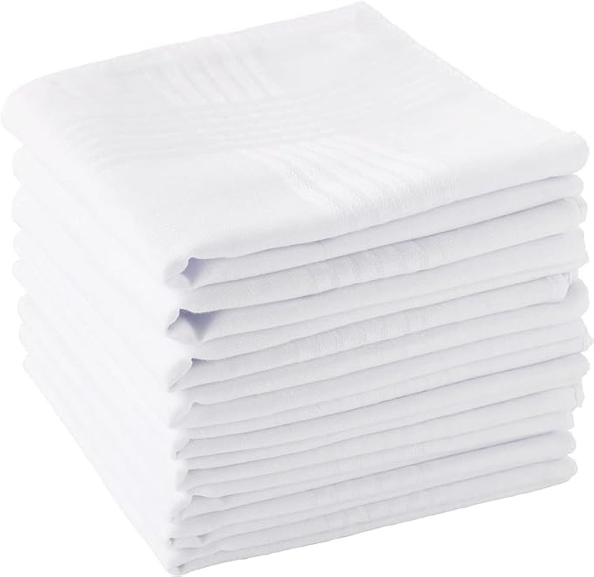 Dailygoods- Zakdoeken 10 Stuks Katoen - Herenzakdoeken 40x40 cm - Witte Zakdoeken - Zakdoek met Strepenpatroon - Accessoires voor Bruiloften - Elegante Textuur - Pochet