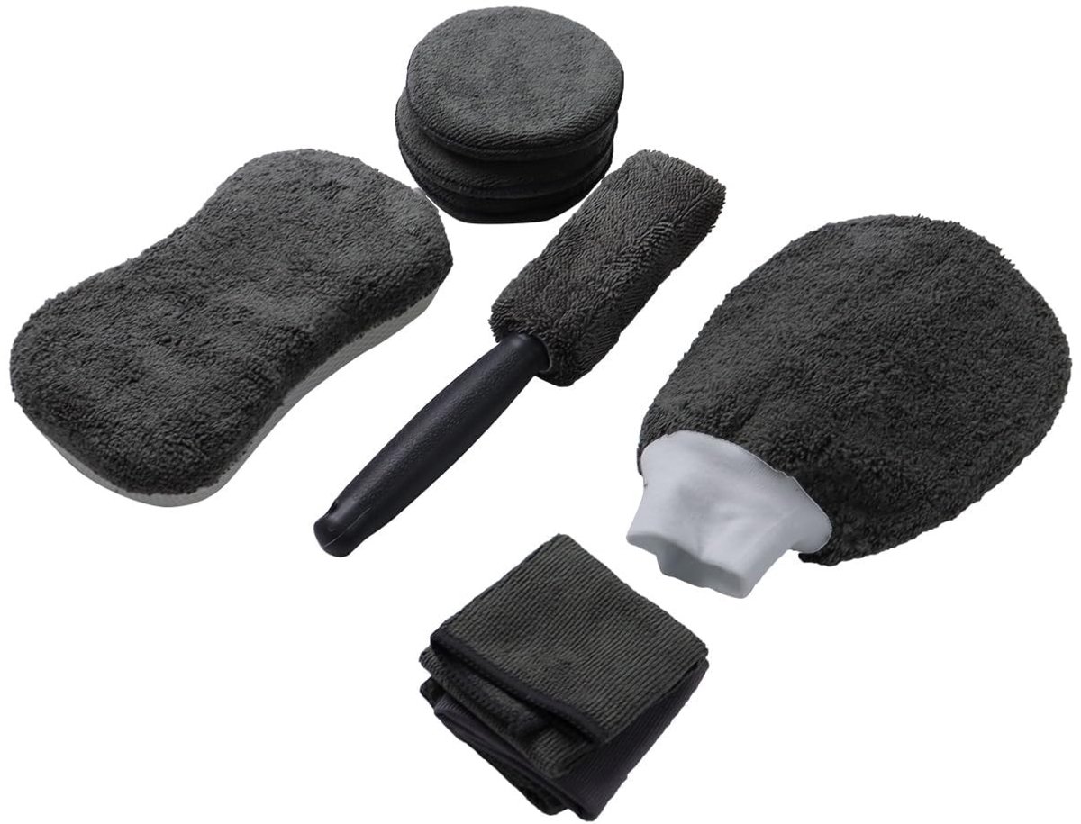 Dailygoods- Autowasreinigingsset 9-delig - Multifunctionele Auto-Schoonheidsset - Zachte Handdoeken - Duurzame Sponsblokken - Robuuste Bandenborstels - Ergonomisch Ontwerp - Autoreinigingsset