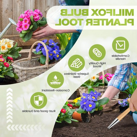 Bloembollen planten met T-handvat, handige planttool voor bloembollen, uienplanten en tuinieren van bloemen en groenten — afbeelding 2