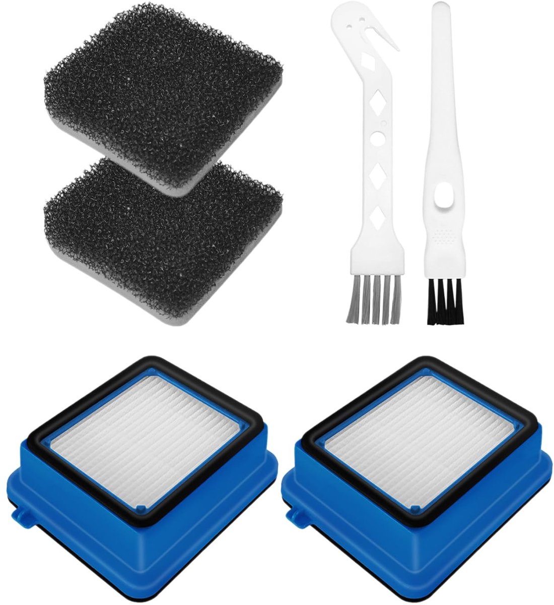 Dailygoods- Stofzuigeraccessoires 2 Sets - Katoenen Filter 95 x 78 mm - Voegenreinigingsborstel 110 x 14 mm - Ganzenkopborstel - Kunststof - Uitstekende Filterprestaties - Stofzuigerfilters