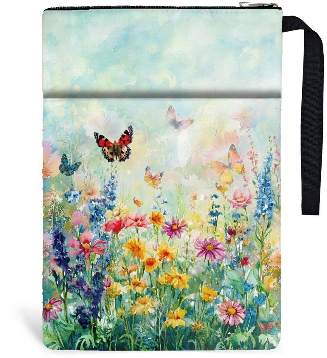 Dailygoods- Boekomslag Aquarelbloemen - Boekbescherming - Polyester - 34 x 24 cm - 1 Stuk - Bloemen/Vlinders Design - Boekentas