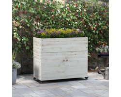REDOM Verhoogde Plantenbak - Met Opbergkast En Wielen - Vintage - Tuin En Balkon - Hout - Wit - 110 × 50 × 95 cm