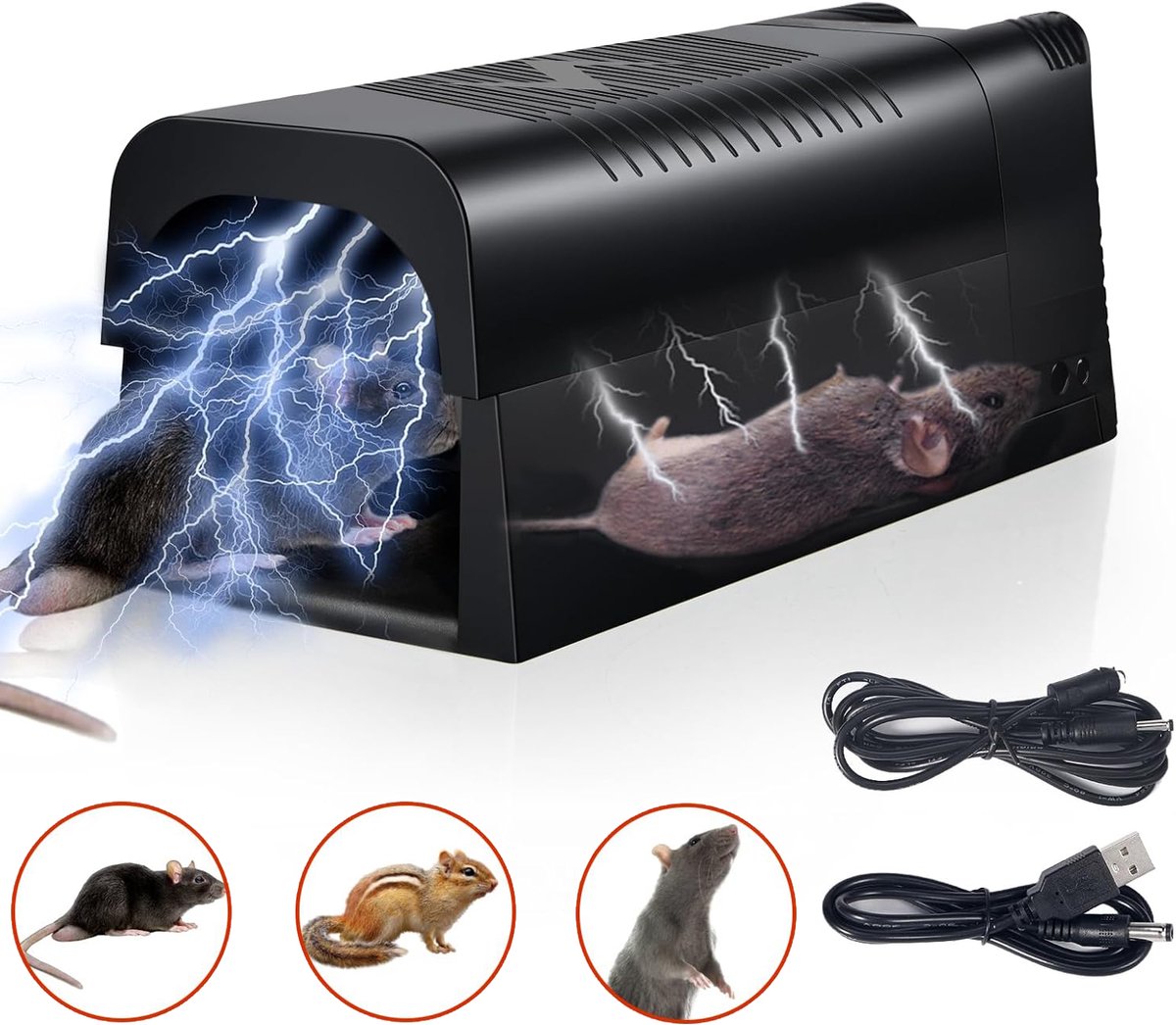 Elektrische Muizenval - Rattenverdelger Voor Binnenshuis - Muizenvernietiger - Knaagdier Zapper - Dood Knaagdieren Direct Met Krachtige Spanning