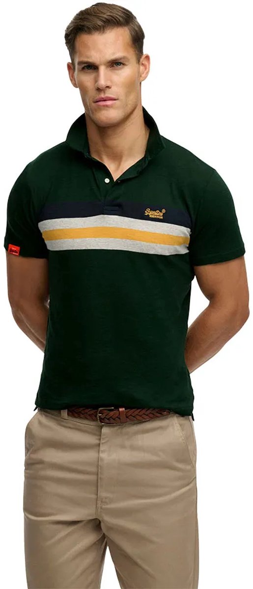Superdry Lightweight Stripe Korte Mouw Poloshirt L Man Groen