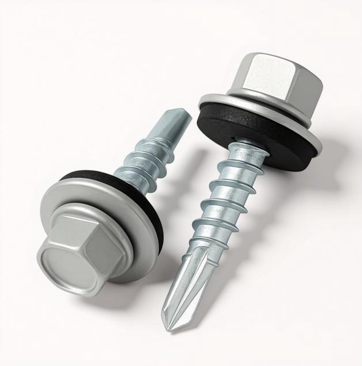 ElleMooi 4.8 x 35 mm Zeskant Dakschroeven Zelfborend met EPDM Ring RAL 9006 Aluminiumkleurig (50 stuks)