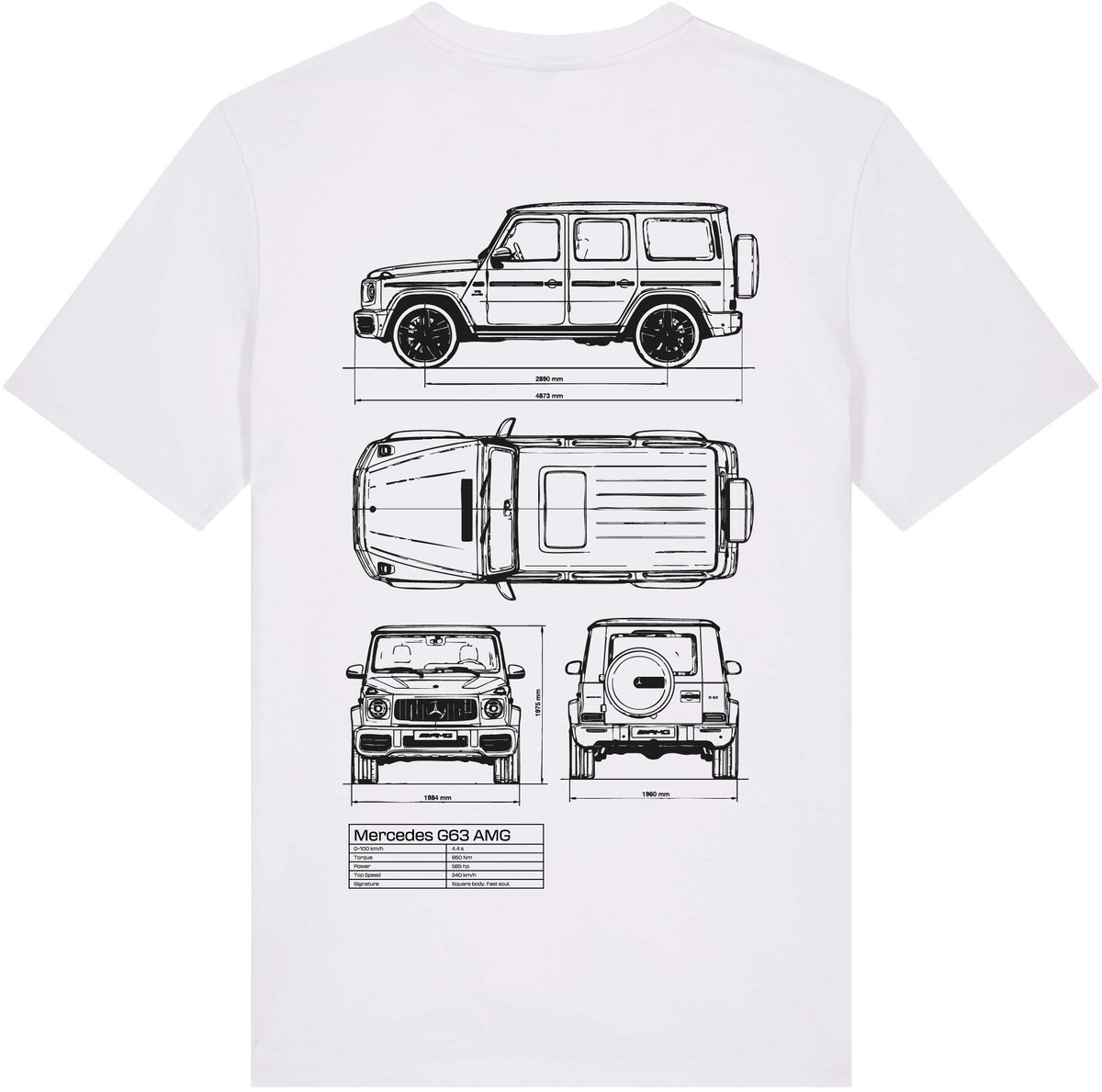 Witte Mercedes G63 AMG T-shirt - maat S