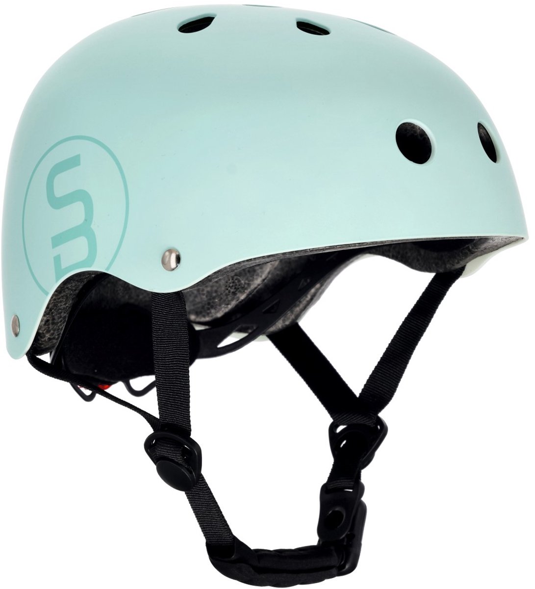 SUN BABY Fietshelm 3+ jaar - Kinderhelm FIT M (54-58 cm) - Mintgroen, met LED licht, Kinder skatehelm voor skateboard, fiets, step en rolschaatsen