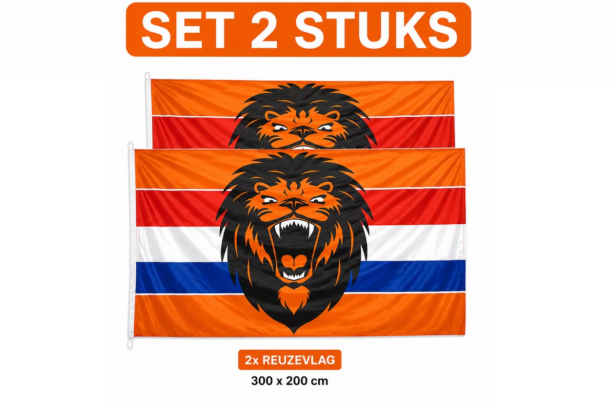 Boland Hollandse vlag XXL - 2x - 300 x 200 cm - supporters - nederlands elftal - EK/WK voetbal