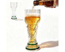 2026 Fußball Bierkrug 480 ML - Bierglas Pokal Design Metalloptik mit Griff - Fanartikel für Party Public Viewing - Geschenk für Männer Fußballfans Vatertag Wereldcup 2026 WK World Cup Speelschema