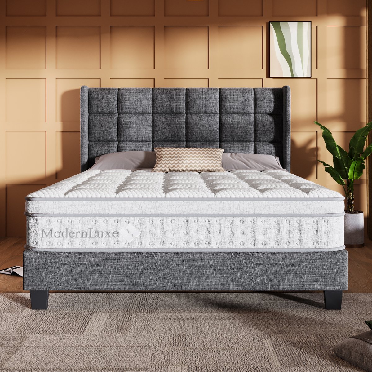 Merax 7-zone pocketverenmatras 180x200 cm - 25 cm hoge koudschuim hybride matras - ergonomisch ontwerp - OEKO-TEX gecertificeerd Wit