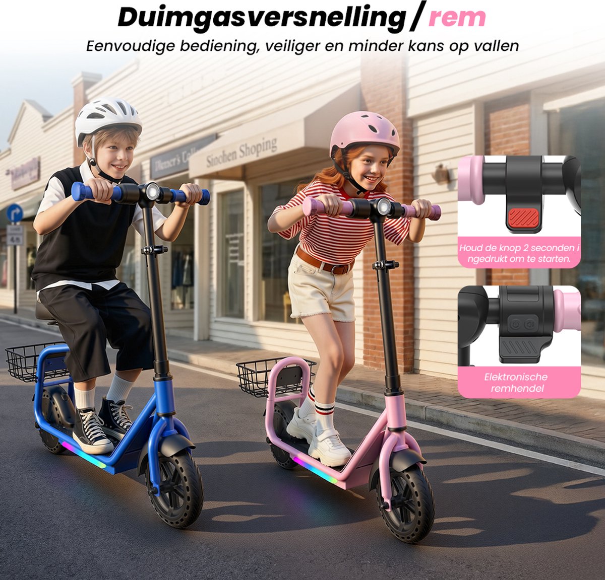 iScooter iK7 Elektrische Step Kinderen - 2‑in‑1 - 8 tot 14 jaar - App - Bluetooth muziek - RGB verlichting - 250W - 10/15/20 km/u - Bereik 15 km - 8,5" Wielen - Roze thumbnail 2