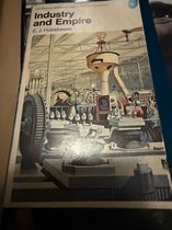 Boekomslag van "Industry and Empire" door E.J. Hobsbawm. Illustratie van industriële machines in sepia.