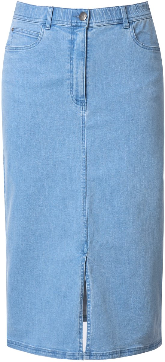 Ulla Popken - Dames - Jeansrok zoomsplit biologisch katoen - Blauw denim - Maat 50