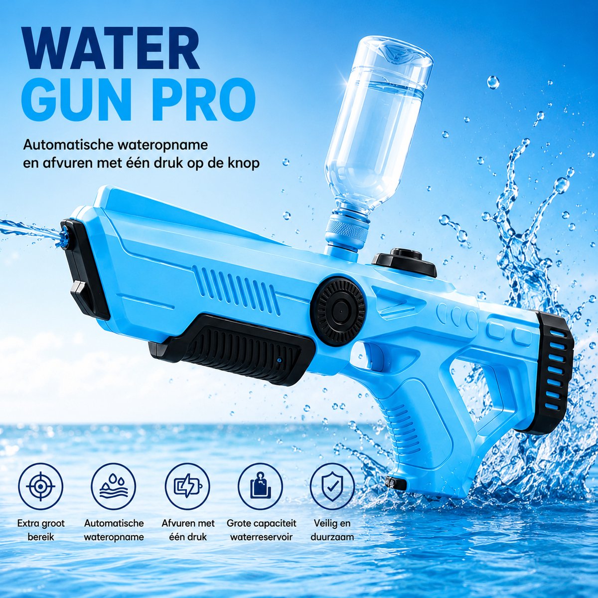 Montzys® Waterpistool XL - Water Pistool - Waterspeelgoed & Buitenspeelgoed - Geschikt voor Super Soaker - Speelgoed Kinderen — afbeelding 7