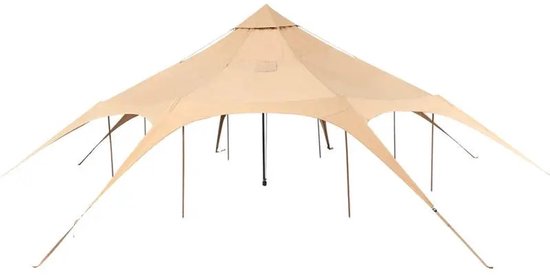 Lifero Tent - Camping Tenten - 8 Persoons Punt Tent - 4 seizoenen Tent - Kampeertent - 5 Meter Ronde Tent - Canvas - Beige — afbeelding 3