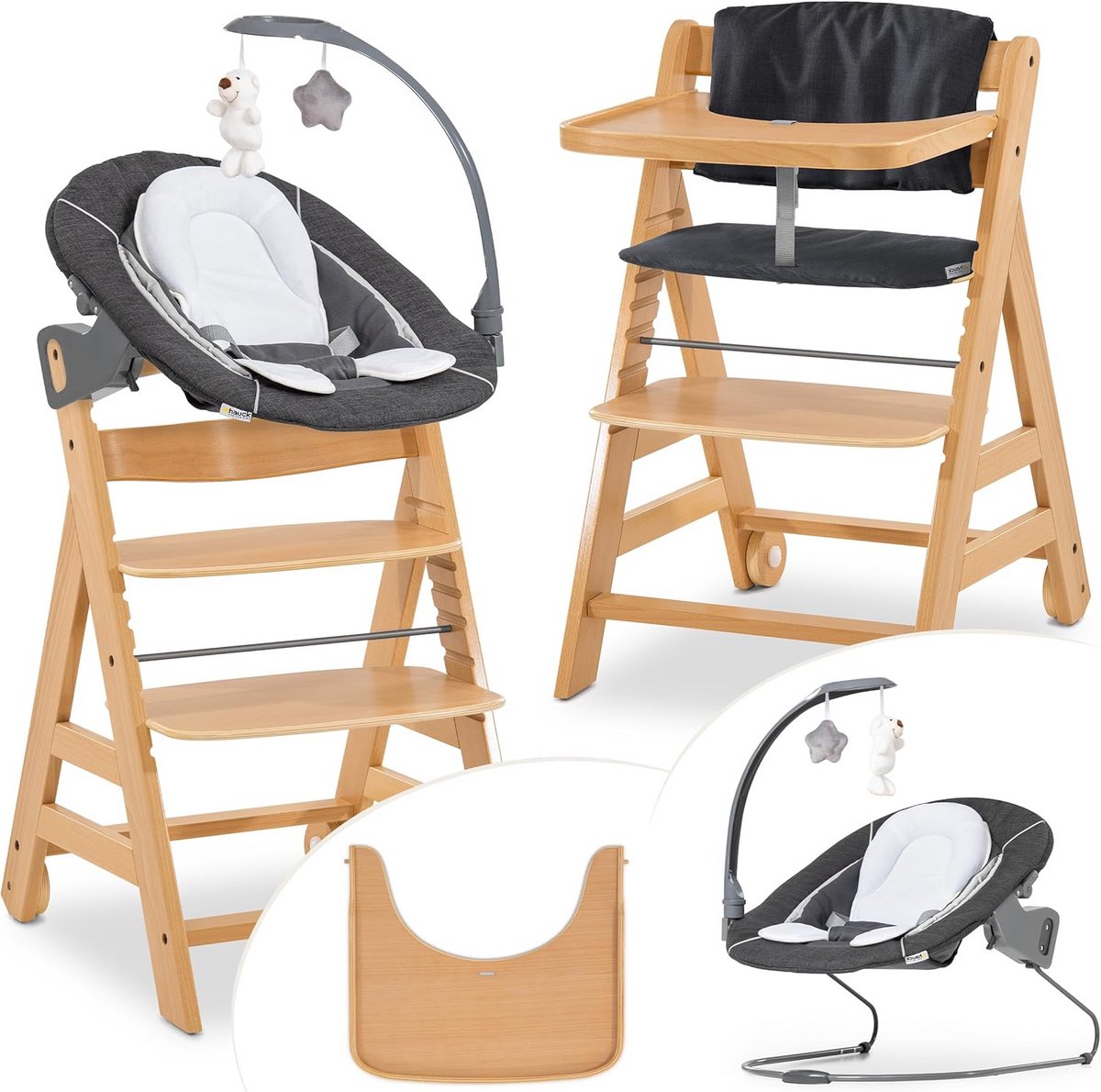 Kinderstoel Set - Houten Stoel - Samen Eten - Groei mee met kind - 48 x 56 x 77 cm
