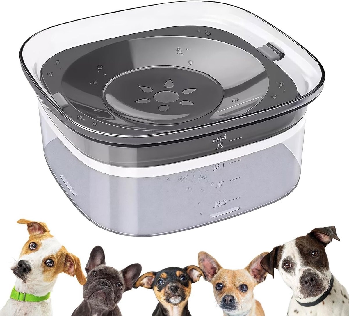 Waterbak voor honden 2L - Lekvrije en antislip drinkbak voor honden en katten, ideaal voor thuis en onderweg