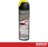 BIODUR Acryl Markeerspray - Geel - 500 ML - Fluorescerend - 360 graden Ventiel - Weer/UV-bestendig - Sneldrogend - Hoge zichtbaarheid