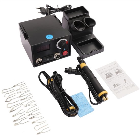 Houtbrander Set - Pyrografie Machine - Hout Bewerken - Instelbare Temperatuur - 20 Veren - Zwart — afbeelding 4