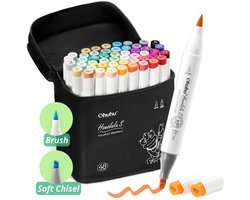 Ohuhu Honolulu S Alcohol Markers - Brush & Soft Chisel - 48 kleuren
