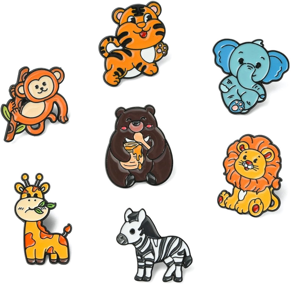 Dailygoods- Metalen Pin Set van 7 - Dierenbroches - Emaille Pins - Lichtgewicht Speldjes - Voor Kleding/Rugzakken - Hoogwaardige Kwaliteit - Broche