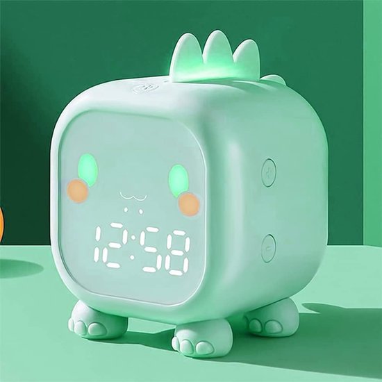 Kinderwekker Licht - Digitale Klok - Wakker Worden - Veelkleurige Nachtlamp - USB Oplaadbaar - Groen — afbeelding 3