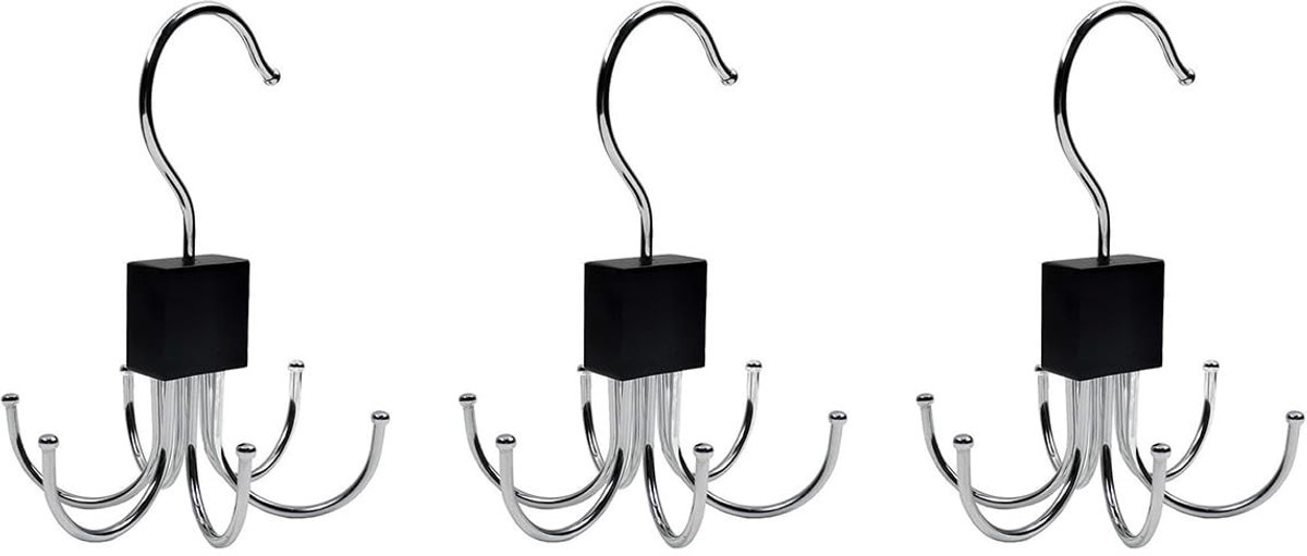 Dailygoods- Haken 3-delige set - Draaibare Riemhanger - Hexagonale Haken - Garderobe Accessoires - Opbergen Sokken/Riemen - Houten/Metalen Materialen - Opberghaak