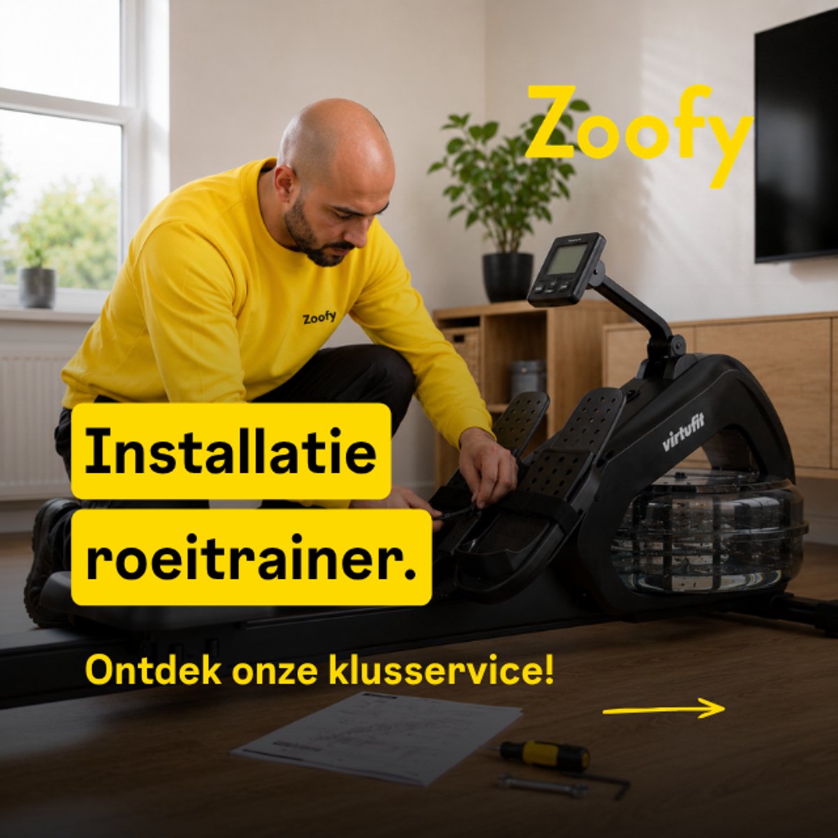 Installatie roeitrainer - Door Zoofy in samenwerking met Bol - Installatie-afspraak gepland binnen 1 werkdag