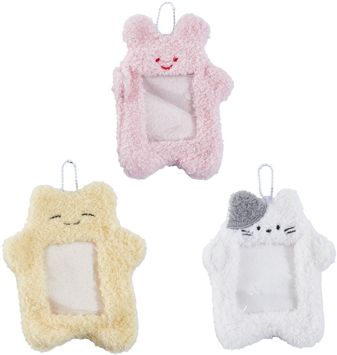Dailygoods- Fotokaarthouder Veelkleurig - Pluche - Sleutelhanger - Dierenvorm - 3 Stuks - Afmetingen 17 x 13 cm - Kaarthouder
