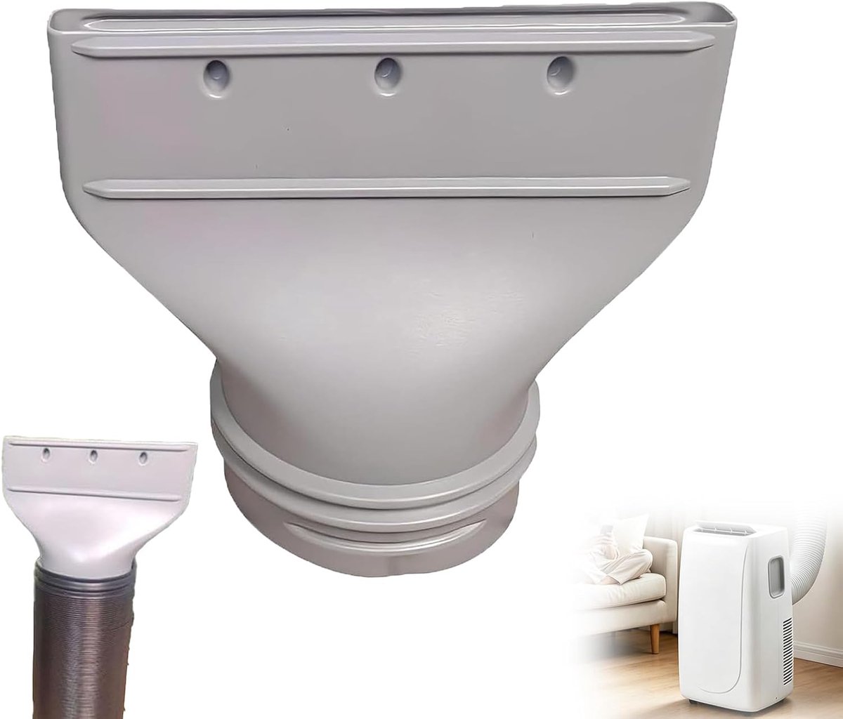 Mobiele Airco Afvoer Mondstuk Adapter - 13/15 cm connector - Airconditioning Afvoerslang Adapter Plat - voor draagbare airconditioningafvoerslang, voor ramen en deuren, afvoerset