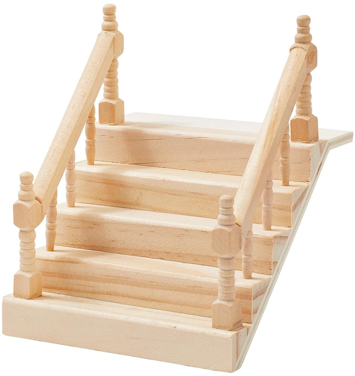 Dailygoods- Miniatuurtrap met Leuning 12x10,5x6cm - Trapaccessoires - Houten Trapmodel - Miniatuurlandschapsaccessoires - Poppenhuisdecoratie - Geschikt voor Knutselprojecten - Poppenhuisladder