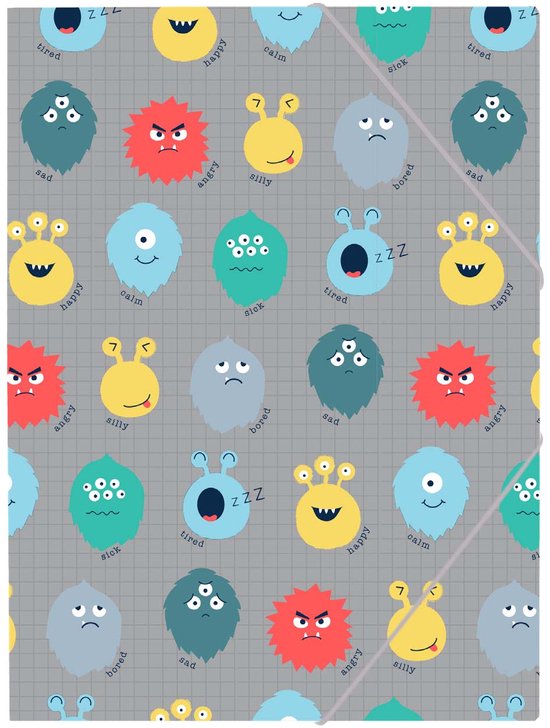 Ancor Elastomap B'LOG PLAY ME Monsters A4 met elastiek en 3 flappen - AN-128017