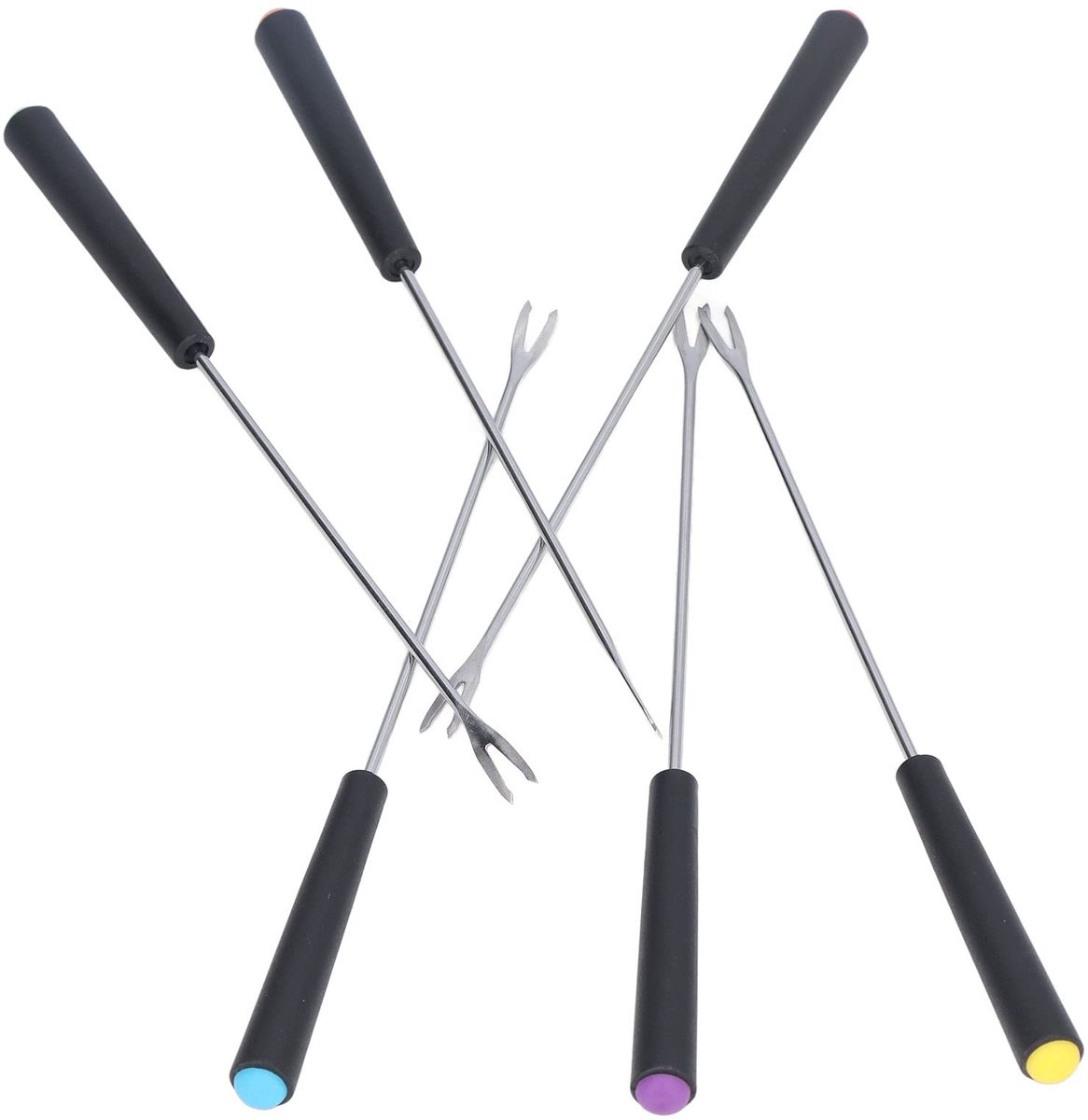 Dailygoods- Fondue Vorken 6 Stuks - Roestvrij Staal - Lange Vorken - Antislip Grip - Voor Chocolade/Cake/Fruit - Roestbestendig - Fondueprikkers