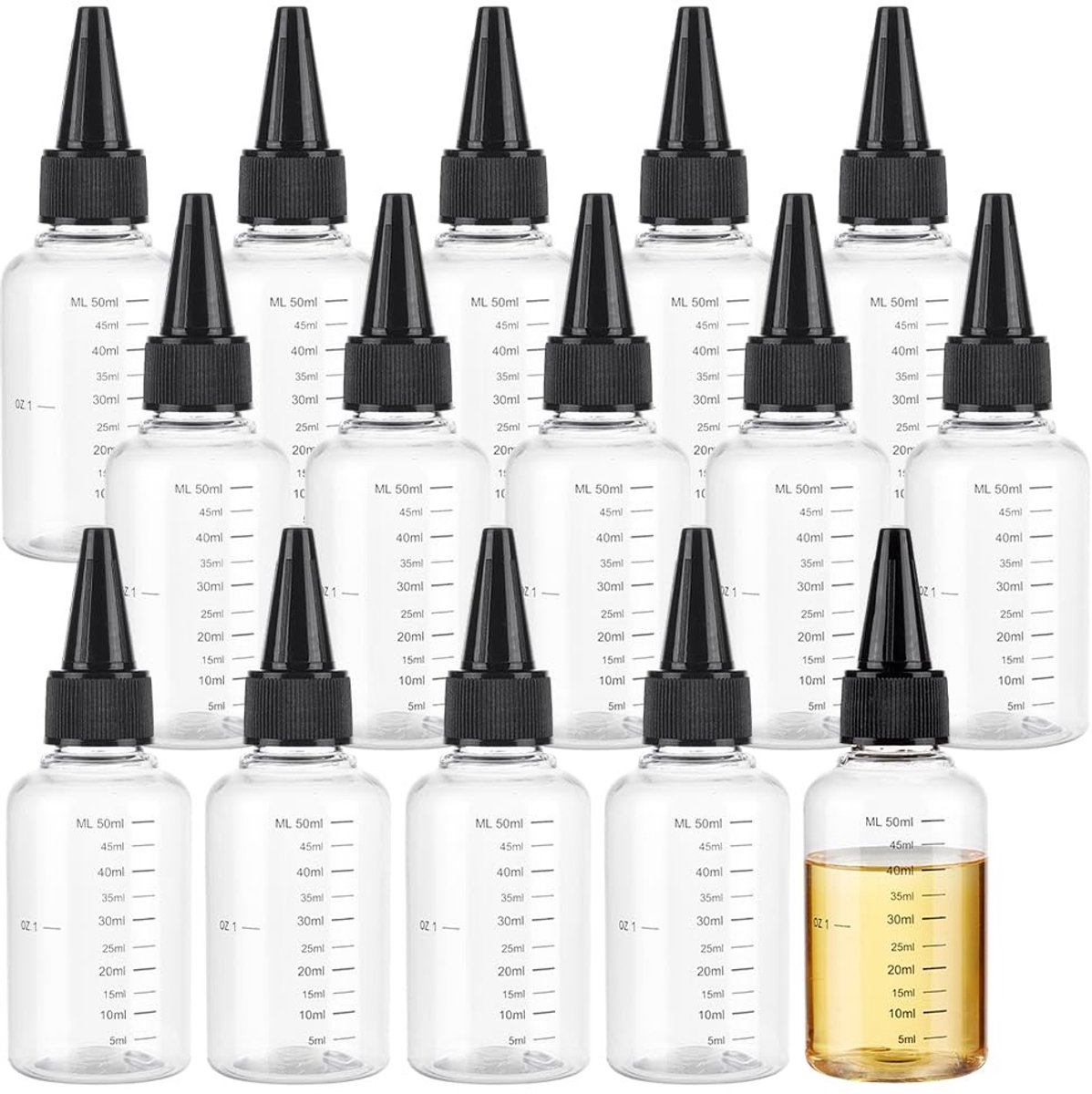 Dailygoods - 15 Stuks Transparante Knijpflessen 50ml - Voor Inkt, Oliën en Gels