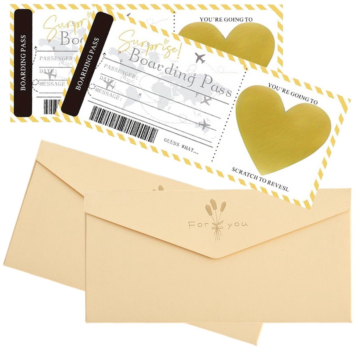 BRENZOOS- Reis Krasloten 2 Stuks - Parelmoer Enveloppen - Creatieve Geschenken - Handgemaakte Kaarten - Geschikt Voor Activiteiten - Gecoat Papier - Kraslot