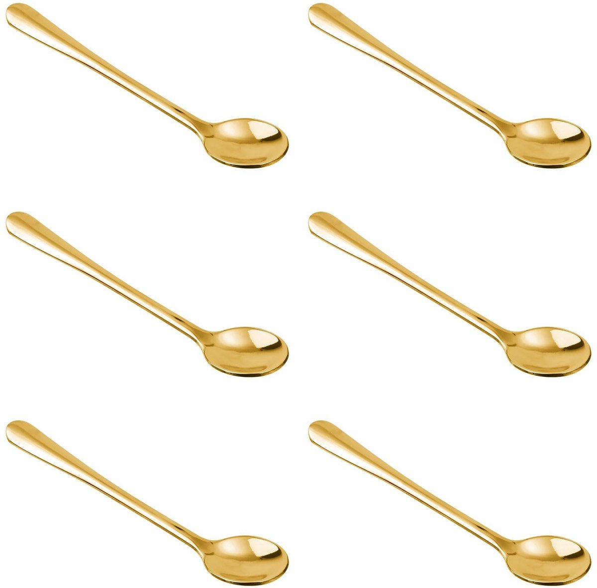 LAUZY- Mini Lepel Goud - 6 Stuks - Roestvrij Staal - Compact - Voor Specerijen - Praktisch Ontwerp - 7,3 x 1,5 cm - Theelepels