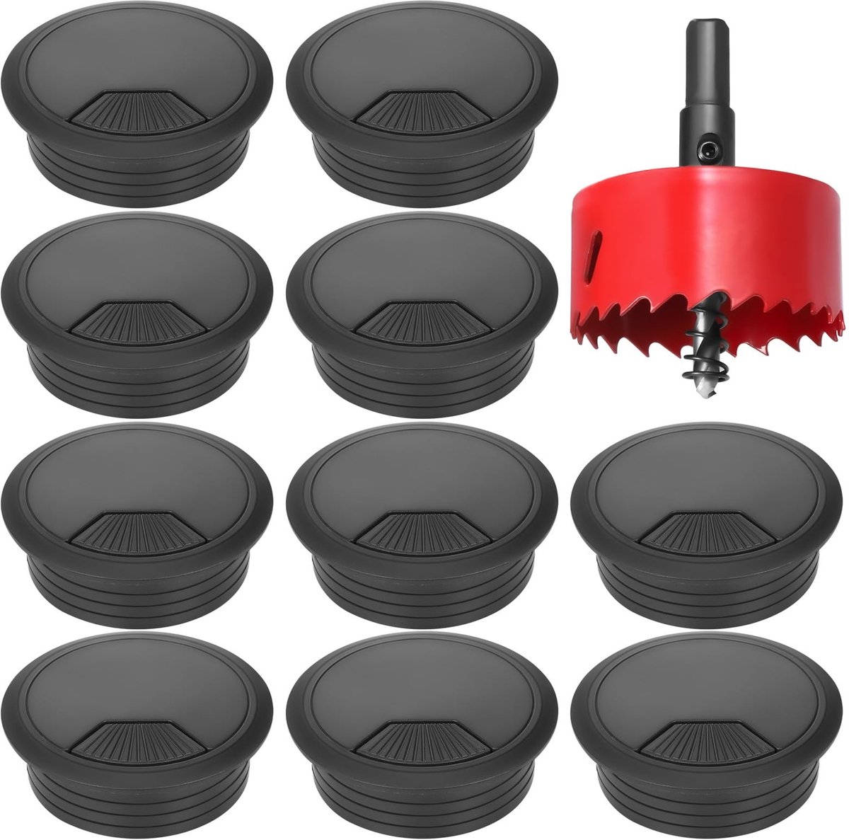 BRENZOOS- Bureaudoorvoertule 80 mm - Kabeldoorvoer - Kabelorganizer - Ronde Kabelgat Cover - Draad Organizer - 10 Stuks