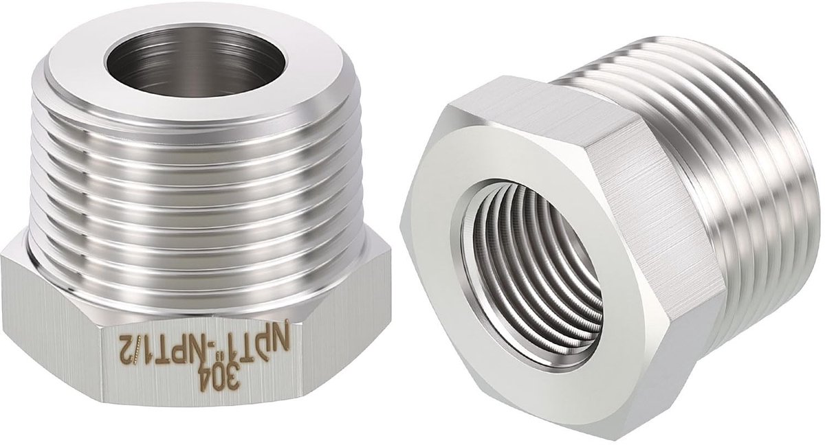 LAUZY - 2 Stuks RVS Mannelijk naar Vrouwelijk Adapter 1" naar 1/2"