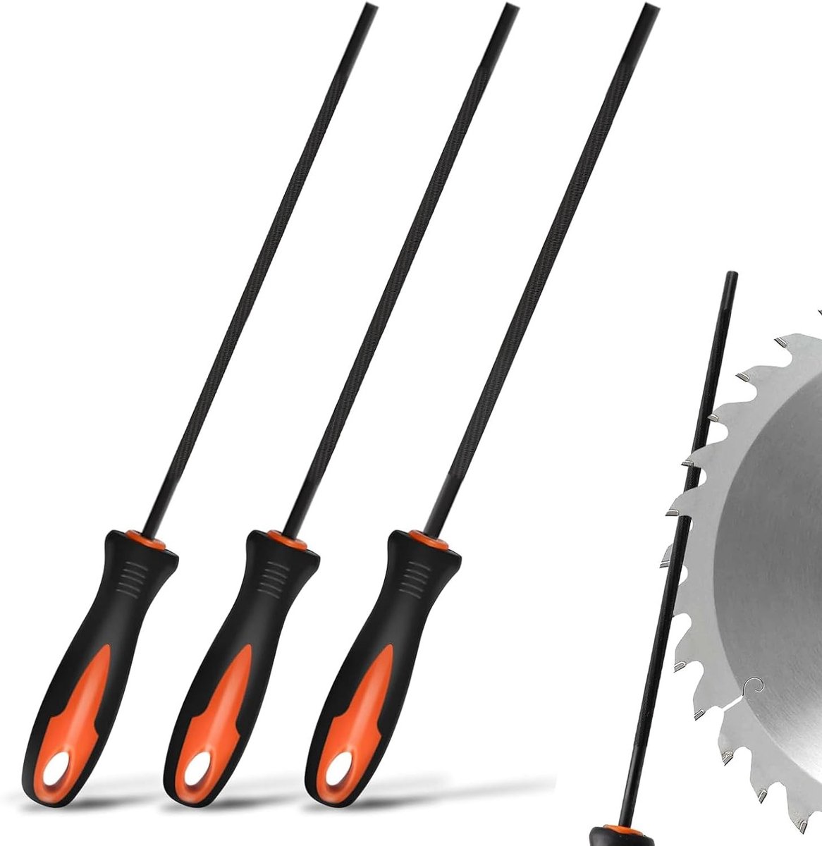 Set van 3 kettingzaagbestanden met handvat - Ronde bestanden 4mm, 4.8mm, 5.5mm voor optimale scherpte en onderhoud van kettingzagen