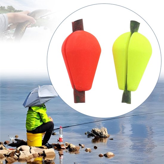 Dailygoods- Bobber 20 Stuks - Float Foam Vliegvissen - Fluorescerend Geel/Oranje Rood - Schuim - Cliptype - Duurzaam Materiaal - Vissignaal van Dailygoods — afbeelding 3